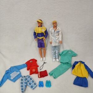 Vintage Ken Dolls Lot Of 2 Dolls & 6+ Outfits & Accessories Mattel Barbie READ